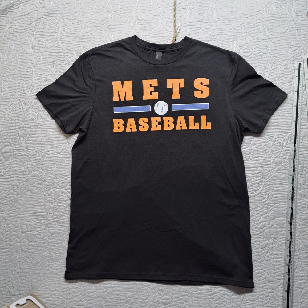 District Mets Baseball T-Shirt Men XL Black New Graphic Tee 100% Cotton